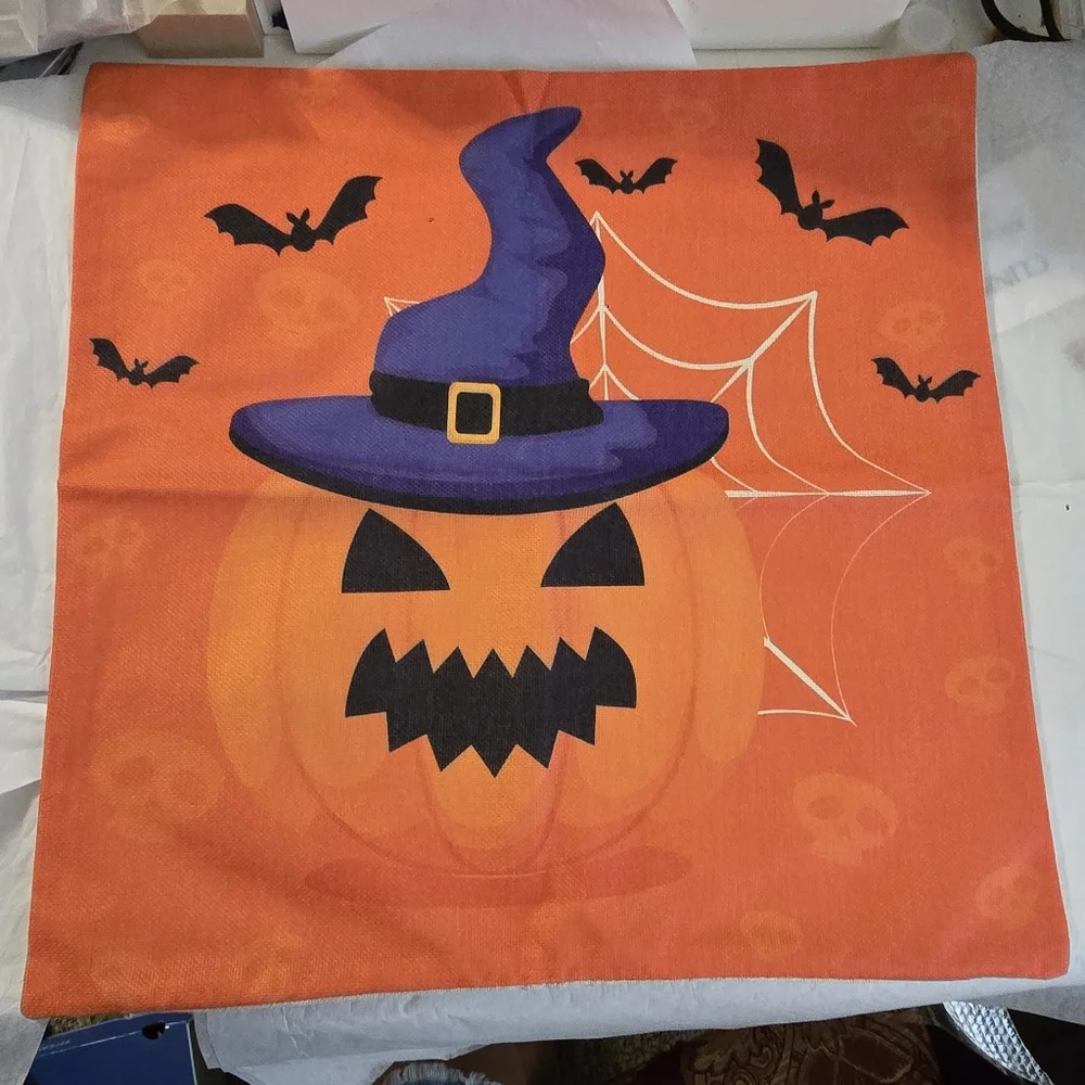 Festive Halloween Skull Pillow Cover - Red, Green, and Black